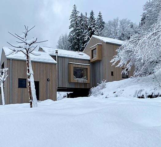 Vosges Cabin — Exterior in winter