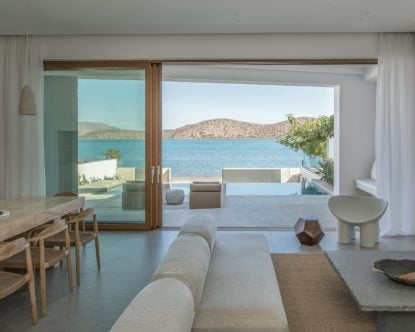 Elounda Villa — Living and dining area
