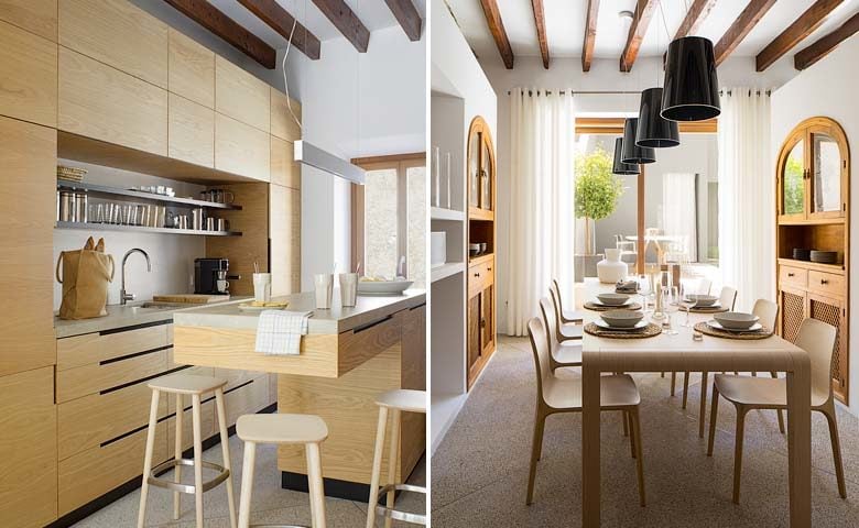 Pollença Town House — Kitchen and dining area